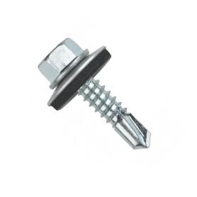 TORNILLO BROCA ROSCA CHAPA CABEZA HEXAGONAL DIN 7504-K ARANDELA P-16 ZINCADO LARG.R/CHAPA 25MM Ø ROSCA CHAPA 6.3MM 