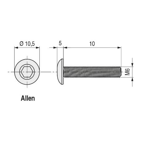 TORNILLO ROSCQA METAL ALLEN ISO 7380 NEGRO LARGO 50NM METRICA M-8