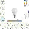 BOMBILLA LED ESFERA ROSCA E14. 6.5 WATT. EQUIVALE A 55 WATT. 806 LUMENES. LUZ FRÍA 6500º K.