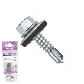 BLISTER TORNILLO BROCA CABEZA HEXAGONAL DIN 7504-K CON ARANDELA P-14 CINCADO LARGO 19MM Ø ROSCA CHAPA 4.8MM