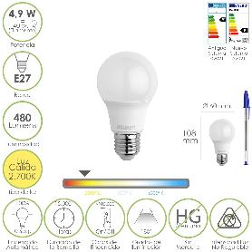 BOMBILLA LED FILAMENTO GLOBO MINI ROSCA E14. 4,5 WATT. EQUIVALE A 40 WATT. LUZ CÁLIDA (2700º K.) 470 LUMENES.