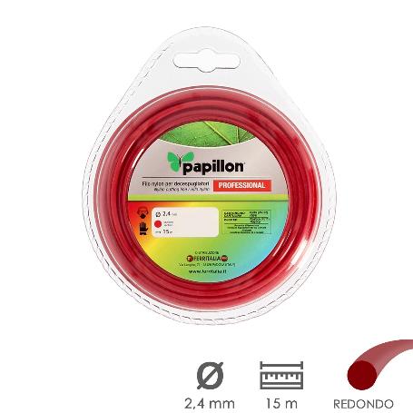 HILO NYLON DESBROZADORAS REDONDO PROFESIONAL Ø 2,4 MM. ROLLO 15 METROS. HILO NYLON CORTE DESBROZADORES HIERBA, JARD