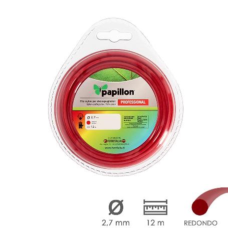 HILO NYLON DESBROZADORAS REDONDO PROFESIONAL Ø 2,7 MM. ROLLO 12 METROS. HILO NYLON CORTE DESBROZADORES HIERBA, JARD