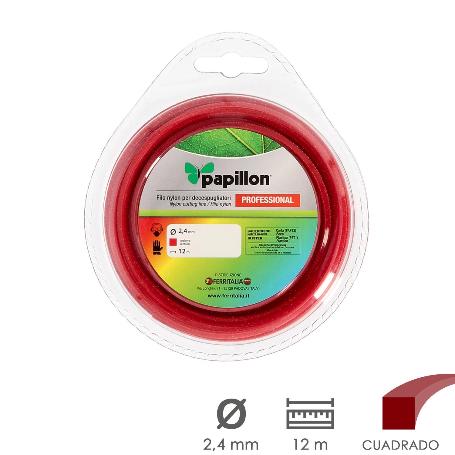 HILO NYLON DESBROZADORAS CUADRADO PROFESIONAL Ø 2,4 MM. ROLLO 12 METROS. HILO NYLON CORTE DESBROZADORES HIERBA, JAR