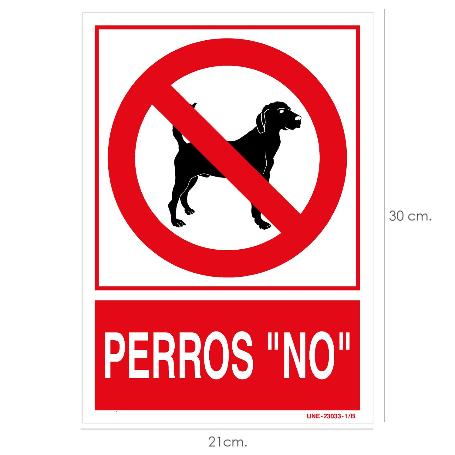 CARTEL / SEÑAL PERROS NO 30X21 CM.