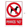 CARTEL / SEÑAL PERROS NO 30X21 CM.