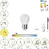 BOMBILLA LED ESFERA ROSCA E27. 6.5 WATT. EQUIVALE A 50 WATT. 806 LUMENES. LUZ CALIDA 3000º K.