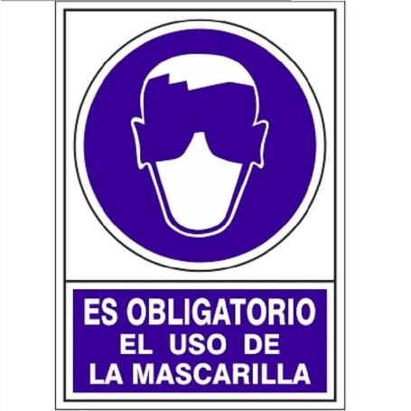 SEÑAL 622 PLÁSTICO 345X245 OBLIGATORIO EL USO DE MASCARILLA