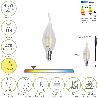 BOMBILLA LED FILAMENTO VELA LLAMA E14. 4,5 WATT. EQUIVALE A 35 WATT. 470 LUMENES. LUZ CALIDA 2700º K.