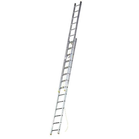 ESCALERA ALUMINIO 2 TRAMOS MECANICA 14 PELDAÑOS. PLEGABLE, TELESCÓPICA, ANTIDESLIZANTE, RESISTENTE