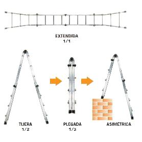 ESCALERA TELESCÓPICA ALUMINIO  4+4 PELDAÑOS PERFIL 67 MM.