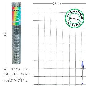 MALLA ELECTROSOLDADA GALVANIZADA 75X50 / 1,80 / 100 CM. GA ROLLO 25 METROS