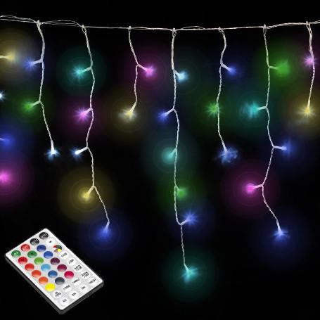 GUIRNALDA LUCES NAVIDAD CORTINA REGULABLES 5X0,7 METROS 160 LEDS LUZ MULTICOLOR USO INTERIOR / EXTERIOR IP20  CABLE