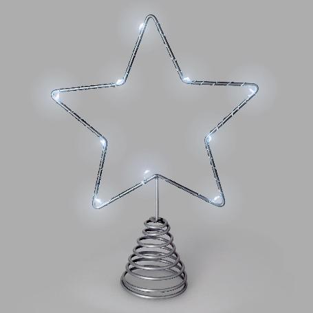 GUIRNALDA ADORNO LUCES NAVIDAD ESTRELLA ARBOL NAVIDAD LUZ BLANCO FRIO. 10 LEDS. USO INTERNO PROTECCIÓN IP20. 2 BATE