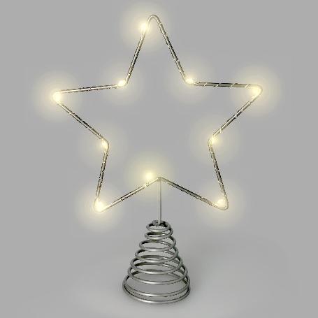 GUIRNALDA ADORNO LUCES NAVIDAD ESTRELLA ARBOL NAVIDAD LUZ BLANCO CALIDO 10 LEDS. USO INTERNO PROTECCIÓN IP20. 2 BAT