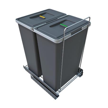 CUBO DE BASURA MODELO ECOFIL ACABADO ANTRACITA CONTENEDORES 2X35L