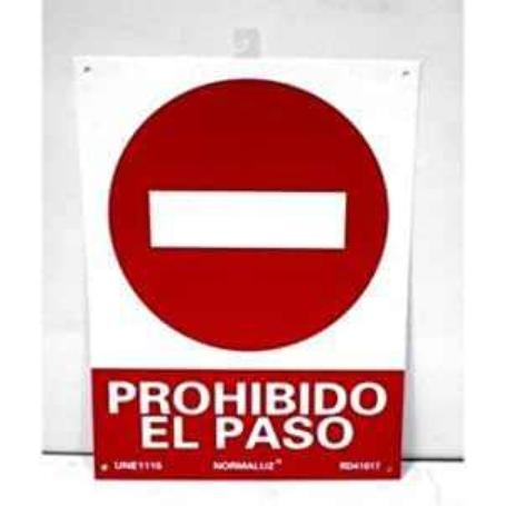 SEÑAL PROHIBIDO EL PASO PVC 0,7MM 300*400 RD41017