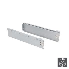 EMUCA LOTE DE 10 CAJONES DE COCINA ULTRABOX, ALTURA 86MM, PROFUNDIDAD 350MM, ACERO, GRIS METALIZADO