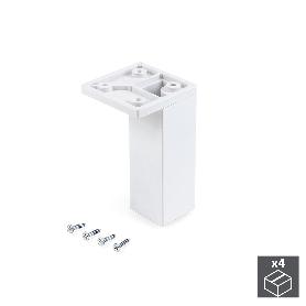 EMUCA LOTE DE 4 PIES REGULABLES PARA MUEBLES SMARTFEET, ESQUINA, REGULABLE 100-110MM, PLÁSTICO, BLANCO