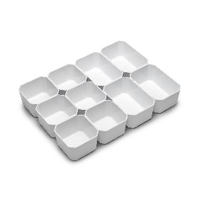  KIT DE 10 CUBOS PARA ORGANIZADORES DE CAJÓN DE BAÑO TIDY, PLÁSTICO, BLANCO