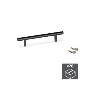  LOTE DE 25 TIRADORES PARA MUEBLE MIAMI, L220MM, INTEREJE 160MM, ACERO INOXIDABLE, PINTADO NEGRO