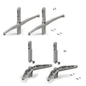  KIT DE SOPORTES PARA 3 ESTANTES DE MADERA Y 1 MÓDULO PARA LA ESTRUCTURA ZERO, ZAMAK, PINTADO COLOR GRIS PIEDRA