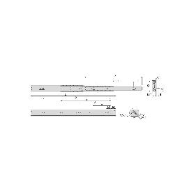 EMUCA JUEGO DE GUÍAS DE BOLAS PARA CAJONES DE EXTRACCIÓN TOTAL CON ESCUADRAS, ALTURA 45MM, LOGITUD 450MM, ACERO, CI