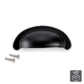 EMUCA LOTE DE 20 TIRADORES PARA MUEBLE MARRAKECH, L77MM, INTEREJE 64MM, ZAMAK, NEGRO