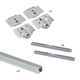  KIT DE HERRAJES PARA ARMARIO 2 PUERTAS CORREDERAS Y CIERRE SUAVE FLOW CON CARRILES ENCASTRADOS 2.35M, TABLEROS NO 