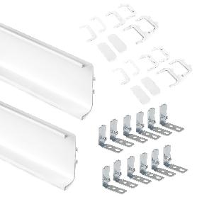  KIT DE 2 PERFILES CENTRALES GOLA PARA MUEBLES DE COCINA, LONGITUD 2,35M, CON ACCESORIOS, ALUMINIO, PINTADO BLANCO