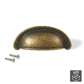 EMUCA LOTE DE 20 TIRADORES PARA MUEBLE MARRAKECH, L77MM, INTEREJE 64MM, ZAMAK, BRONCE