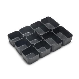  KIT DE 10 CUBOS PARA ORGANIZADORES DE CAJÓN DE BAÑO TIDY, PLÁSTICO, GRIS ANTRACITA