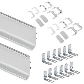  KIT DE 2 PERFILES CENTRALES GOLA PARA MUEBLES DE COCINA, LONGITUD 2,35M, CON ACCESORIOS, ALUMINIO, ANODIZADO MATE