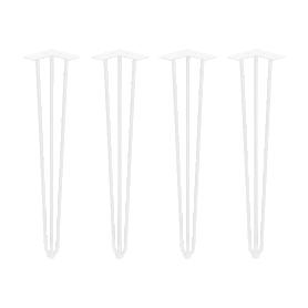  LOTE DE 4 PATAS HAIRPIN DE 3 VARILLAS PARA MESA, ALTURA 710MM, ACERO, PINTADO BLANCO