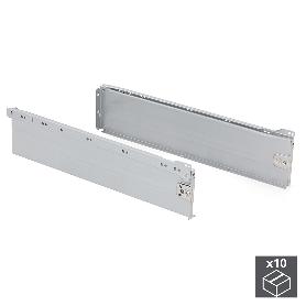 EMUCA LOTE DE 10 CAJONES DE COCINA ULTRABOX, ALTURA 150MM, PROFUNDIDAD 500MM, ACERO, GRIS METALIZADO