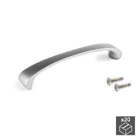  LOTE DE 20 TIRADORES PARA MUEBLE KYOTO, L142MM, INTEREJE 128MM, ZAMAK, NÍQUEL SATINADO