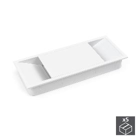 EMUCA LOTE DE 5 PASACABLES PARA MESA PLASWIRE 152, RECTANGULAR, 146X56MM, PARA ENCASTRAR, PLÁSTICO, BLANCO