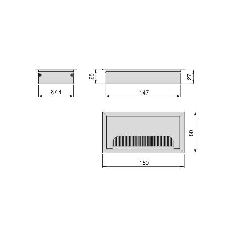 pasacables mesa, rectangular, 159 x 80 mm, para encastrar, aluminio,  anodizado mate, 5 ud., 5 ud.