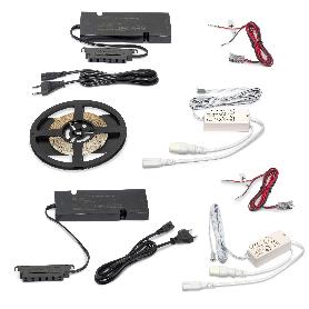  KIT DE TIRA LED LYNX PREMIUM 9,6W/M IP20, LONGITUD 5M, CON CONVERTIDORES 12V DC, CABLES Y SENSORES SWITCH (INTERRU