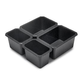  KIT DE 4 CUBOS ORGANIZADORES PARA CAJÓN DE BAÑO TIDY, PLÁSTICO, GRIS ANTRACITA