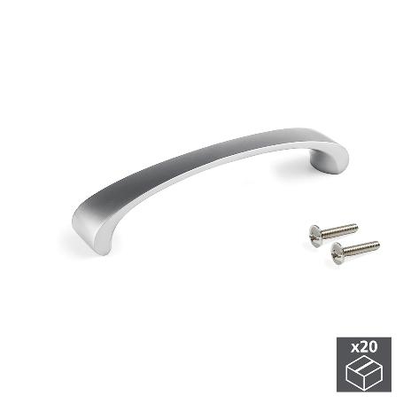 EMUCA LOTE DE 20 TIRADORES PARA MUEBLE KYOTO, L110MM, INTEREJE 96MM, ZAMAK, NÍQUEL SATINADO