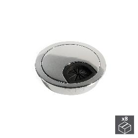 EMUCA LOTE DE 8 TAPAS PASACABLES CIRCULARES, DIÁMETRO 60MM, PARA ENCASTRAR, ZAMAK, CROMADO