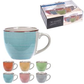 TAZAS CAFE LOZA COLORES 9 CL ESTUCHE 6