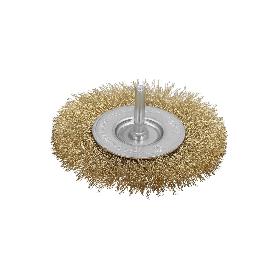 CEPILLO ACERO LATONADO PARA TALADRO. DISCO Ø 75 MM. ESPIGA 1/4 CEPILLO TALADRO ALAMBRE LATÓN, CEPILLO LIMPIEZA, CEP