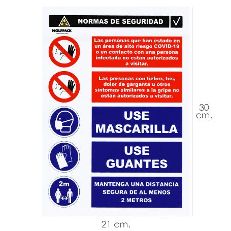 CARTEL COMBINADO AVISO NORMAS SEGURIDAD 30X21CM.