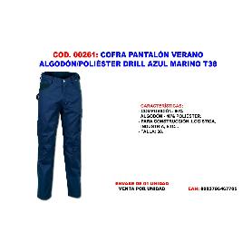 COFRA PANTALON VERANO ALGODON-POL. DRILL AZUL MAR. T38