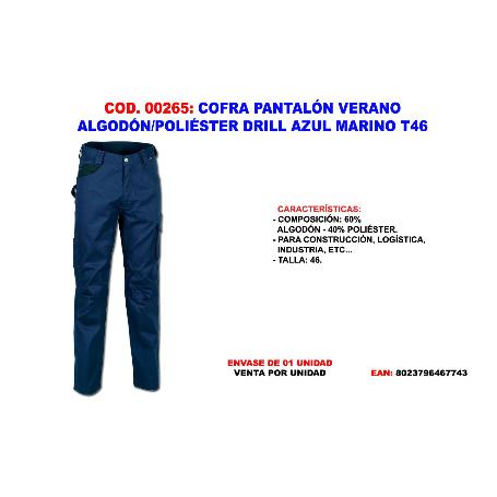 COFRA PANTALON VERANO ALGODON-POL. DRILL AZUL MAR. T46