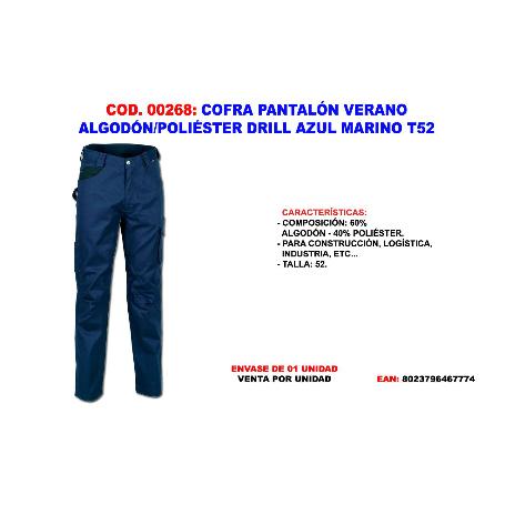 COFRA PANTALON VERANO ALGODON-POL. DRILL AZUL MAR. T52