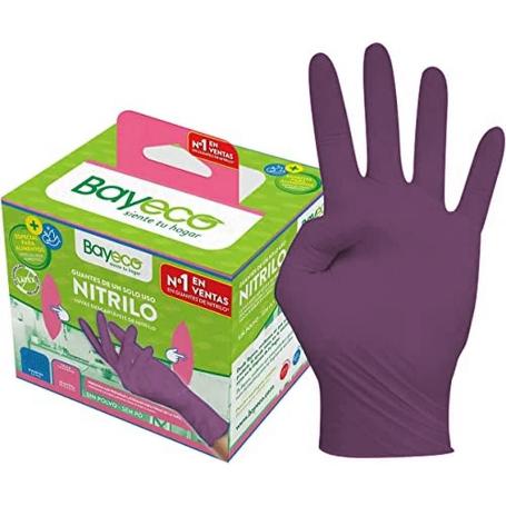 GUANTE NITRILO BAYECO MORADO DESECHABLE ALIMENTARIO PACK 20 T-S