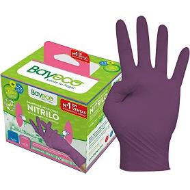 GUANTE NITRILO BAYECO MORADO DESECHABLE ALIMENTARIO PACK 20 T-L